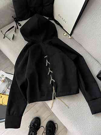 Жіноча стильна оверсайз кофта з ланцюжком щільний замш на ​​дайвінгу Одеса