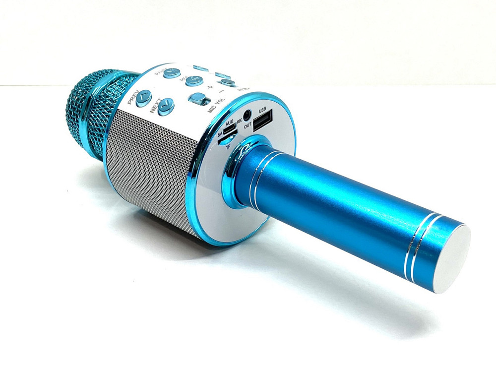 Мікрофон бездротовий караоке bluetooth USB колонка Блакитний (С 48340) Чернігів - фото 4