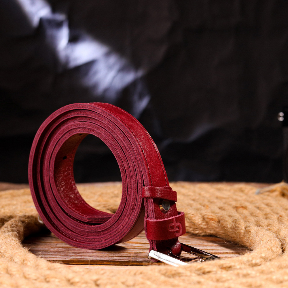 Неповторний жіночий ремінь із натуральної шкіри Grande Pelle 21447 Бордовий Київ - фото 6