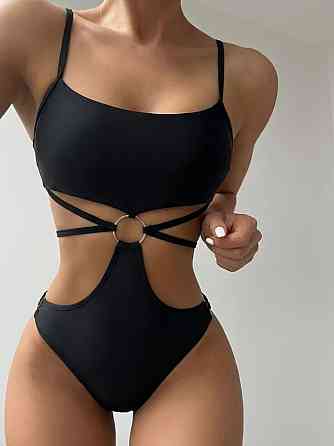 Слитный купальник с боковыми вырезами М черный Киев