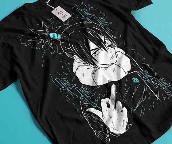 Футболка з аніме принтом Вбивця демонів оверсайз (S/M/L) Чорний AnimeJ0919 Дніпро