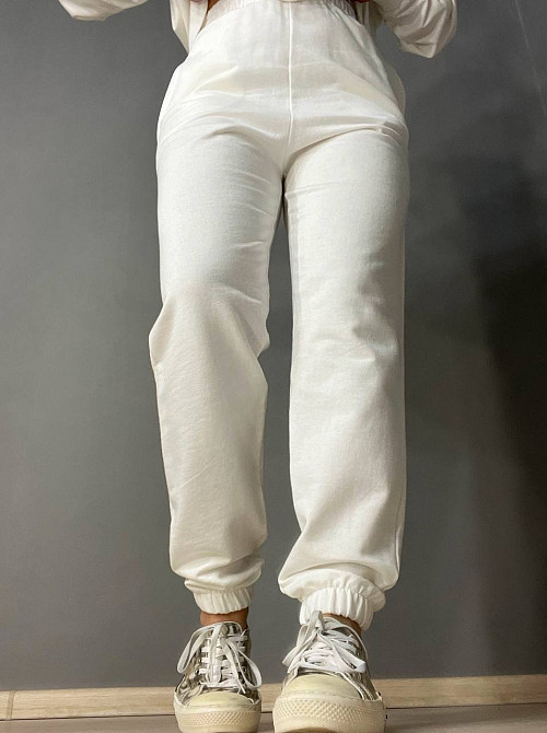 Костюм женский Pepper&mint FA24-01 базовый двунитка без утепления свитшот оверсайз и джогеры на резинке белый, белый, L Киев - изображение 16