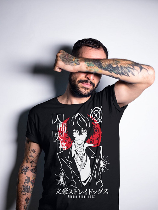 Футболка мужская аниме Дазаи Бунгоу Страй Догс оверсайз (S/M/L) Черний AnimeJ0533 Днепр - изображение 1