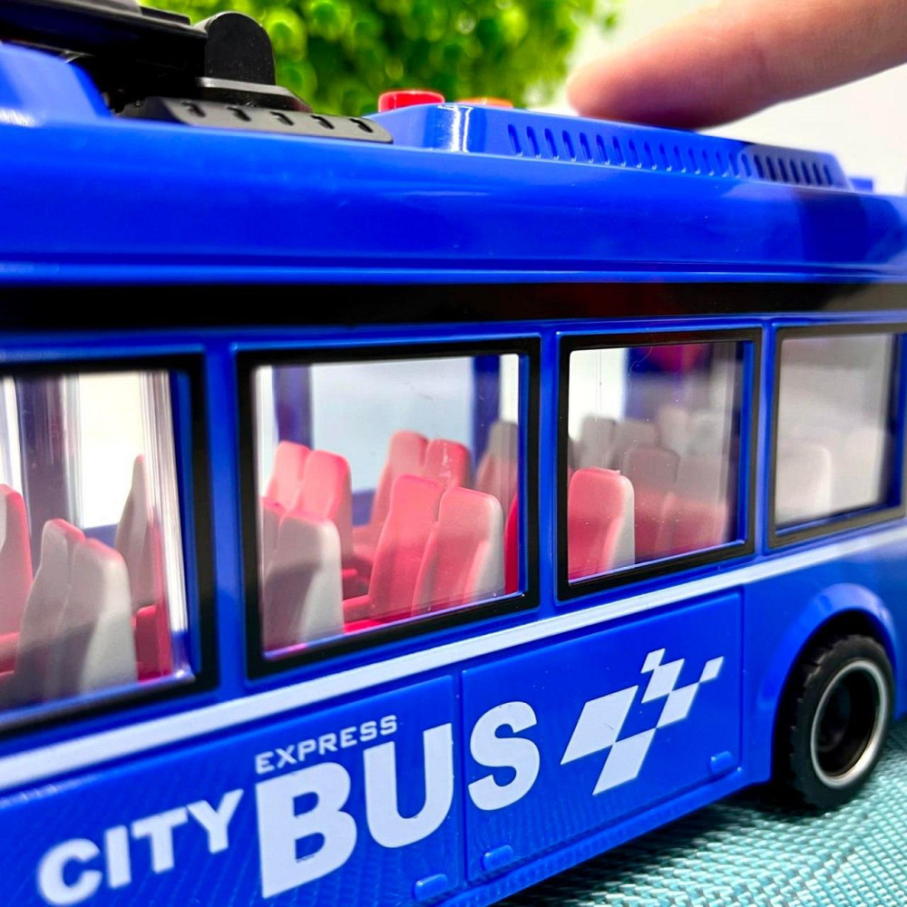 Тролейбус з інерцією підсвічуванням і звуком відчиняються двері Синій (JS163BC) Чернігів - фото 5