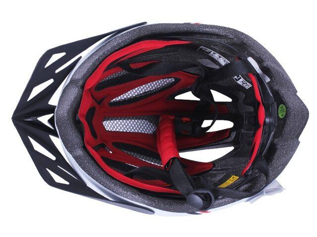 Шлем велосипедный H-093 c черным козырьком, габаритным фонарем (белый с красным, size L) Мукачево - изображение 4
