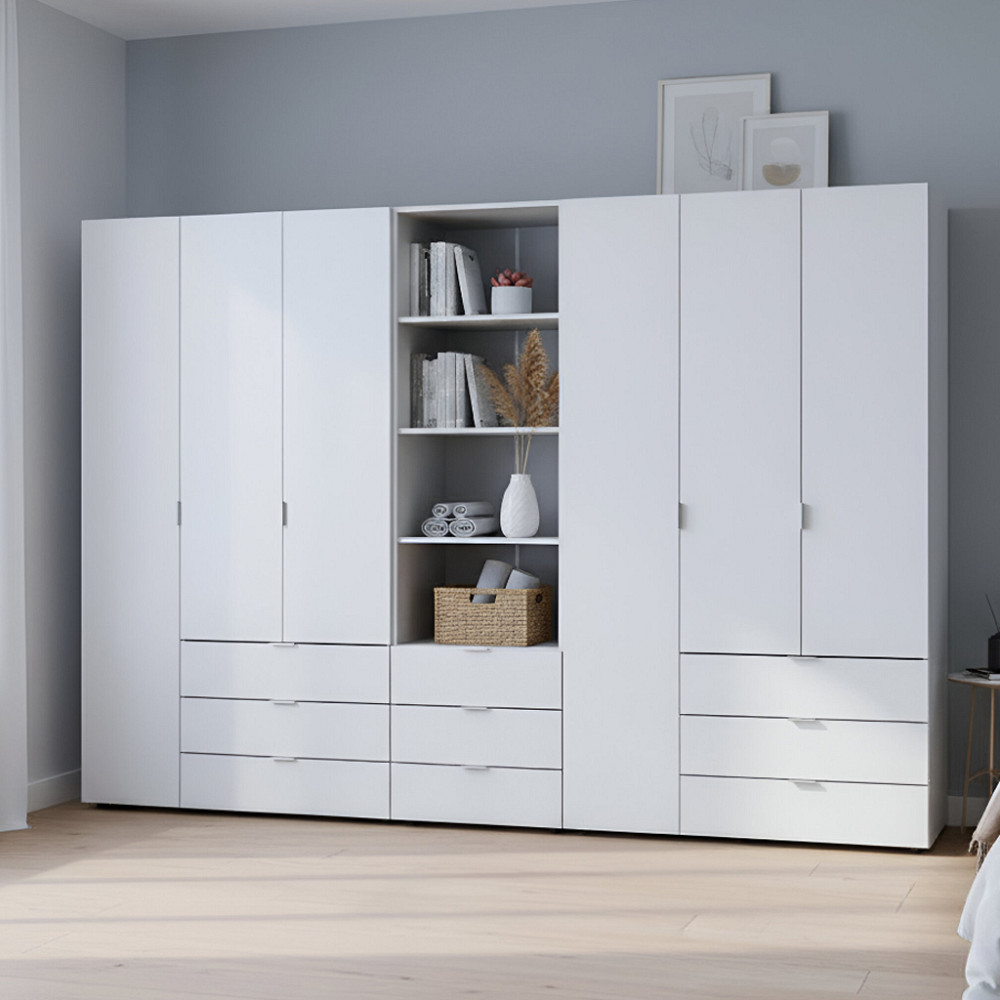 Шафа для одягу Doros Гелар Білий 3+3ДСП з пеналом 292.4х49.5х203.4 (DRS-011923) Львів - фото 1