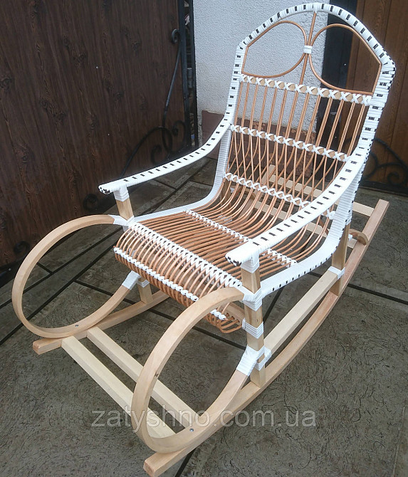 Крісло гойдалка біла з плетеної лози Київ - фото 4