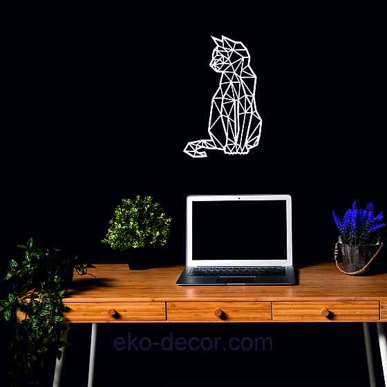 Декоративное настенное Панно «Кот» Декор на стену 70*45 см, Белый Киев