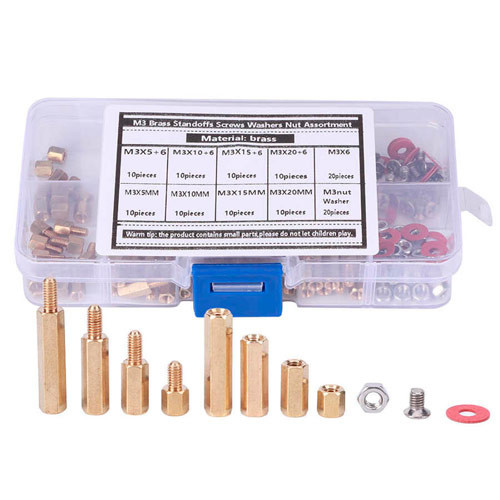 Стійка монтажна латунна M3 120шт, міжплатова 6-гранна, набір з гвинтами Вінниця - фото 1