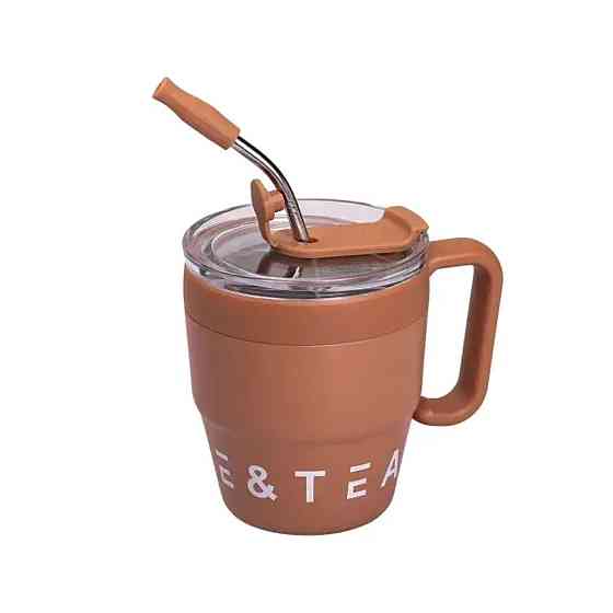 Yiwu Термочашка Coffee & Tea з трубочкою коричнева HP-14-23BR Киев