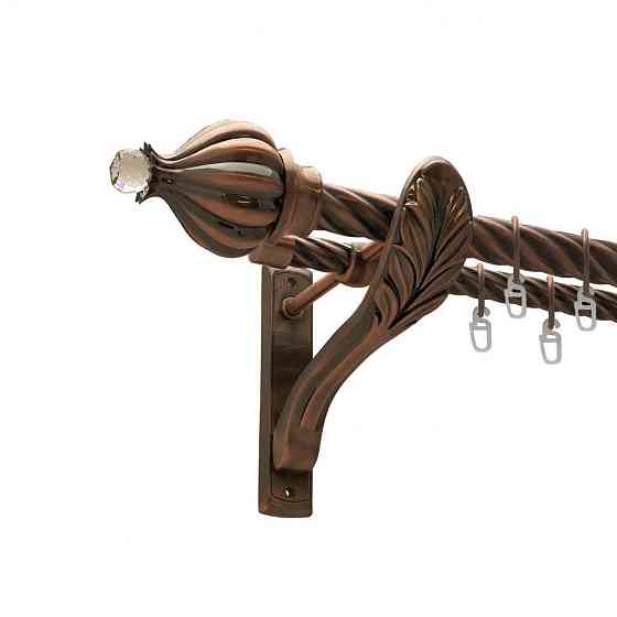 Карниз Orvit Таджа-Кристал металевий дворядний ретро скручена труба кільце металеве Мідь 25\19 мм 300 см Львов