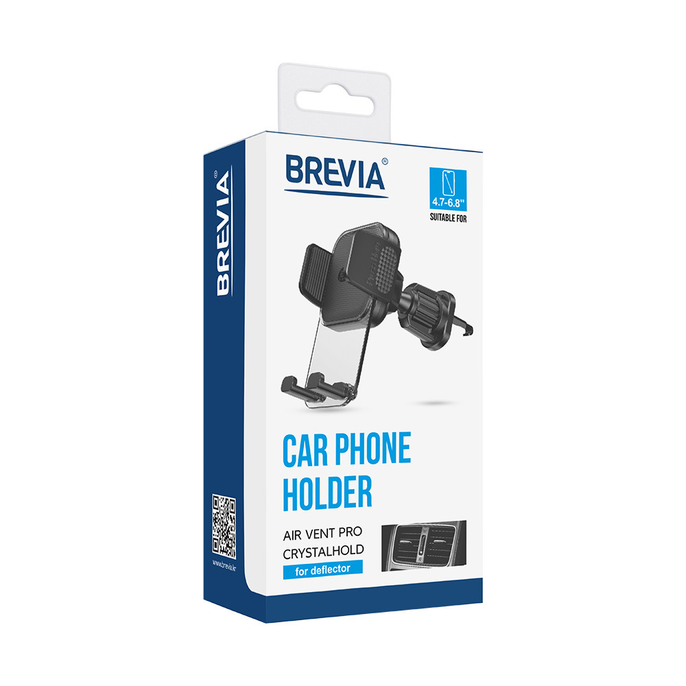 Держатель телефона автомобильный Brevia AirVent Pro СrystalHold на дефлектор, для 4.7-6.8