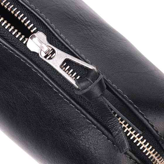 Небольшая косметичка из гладкой кожи на молнии Украина GRANDE PELLE 16761 Черная Киев