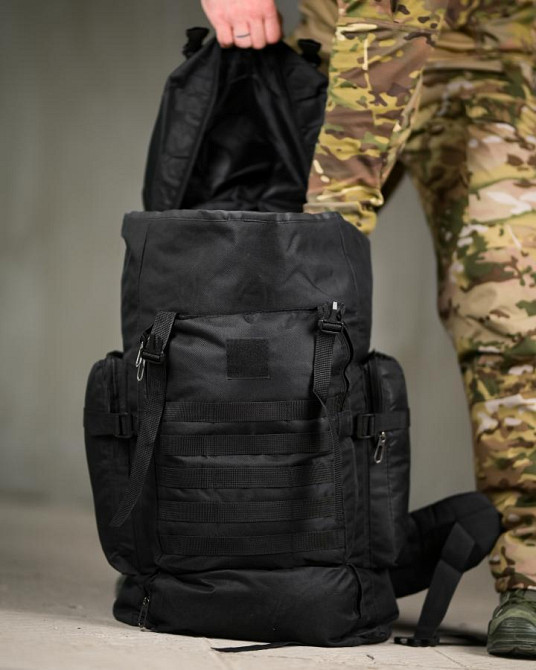 Рюкзак тактический 70 л Водонепроницаемый  черный ПП8252 Одесса - изображение 7