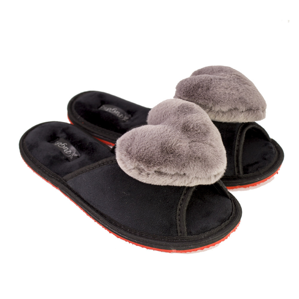 Pago Тапочки велюр жіночі відкриті з серцем "Кофейне серце" 38 Одеса - фото 1