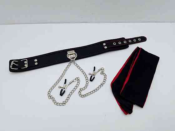 Нашийник БДСМ з затискачами для сосків 23990 Луцьк