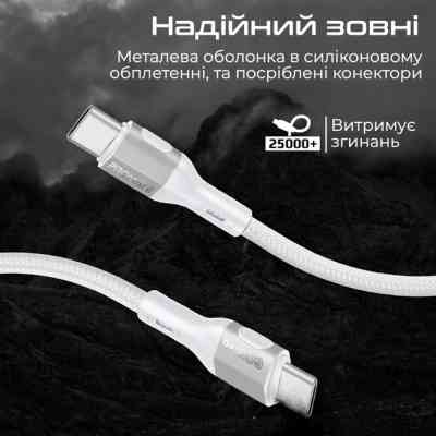 Дата кабель USB-C to USB-C 1.2m 60W PD FletchLink-CC grey Promate (fletchlink-cc.grey) Винница