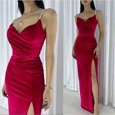 Жіноче елегантне святкове плаття максі з турецького оксамиту Червоний, 46/48 Одеса