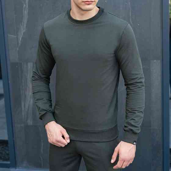 Світшот чоловічий однотонний темно-зелений Pobedov 001 Київ