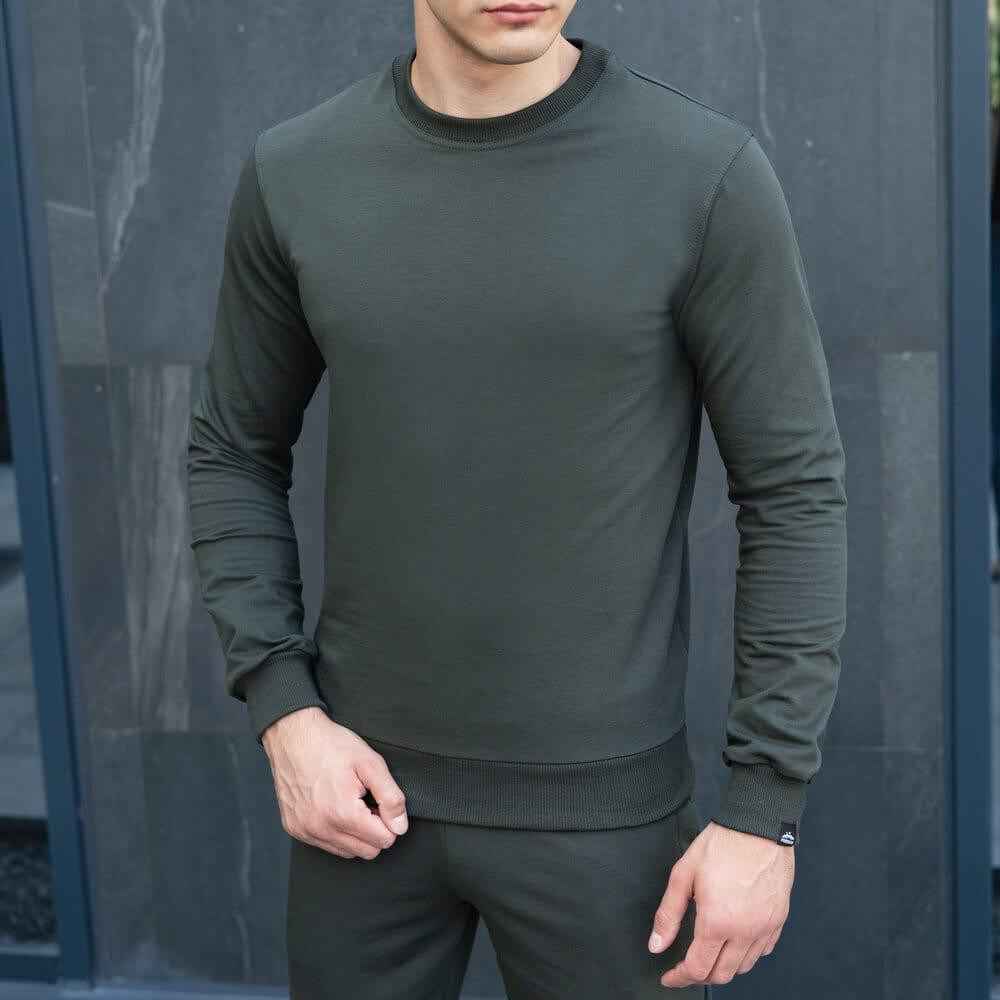 Світшот чоловічий однотонний темно-зелений Pobedov 001 Київ - фото 5