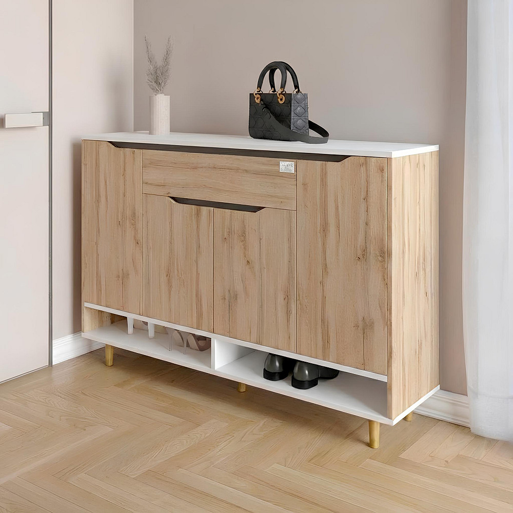 Тумба для обуви в прихожую LION Салливан Тумба-2 Дуб Аппалачи/Нимфея Альба (белый) (LION-045155) Львов - изображение 1