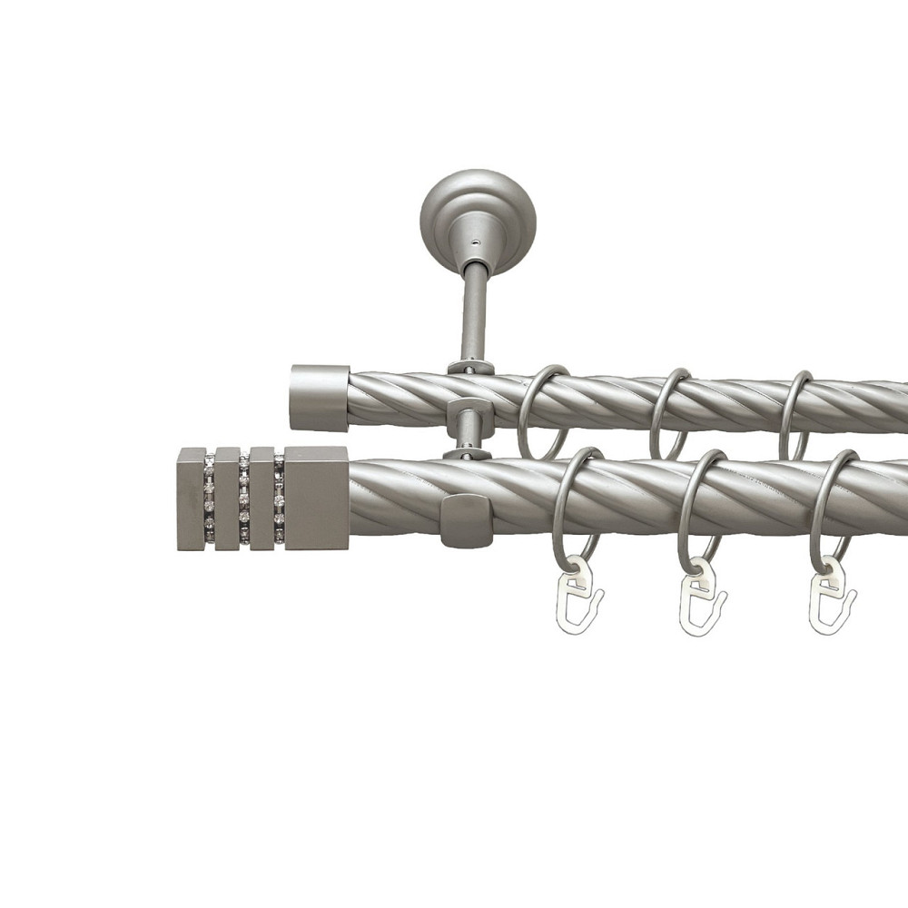 Карниз Orvit Ацтека металевий дворядний відкритий скручена труба кільце металеве Сатин 25\19 мм 240 см Львов - изображение 1