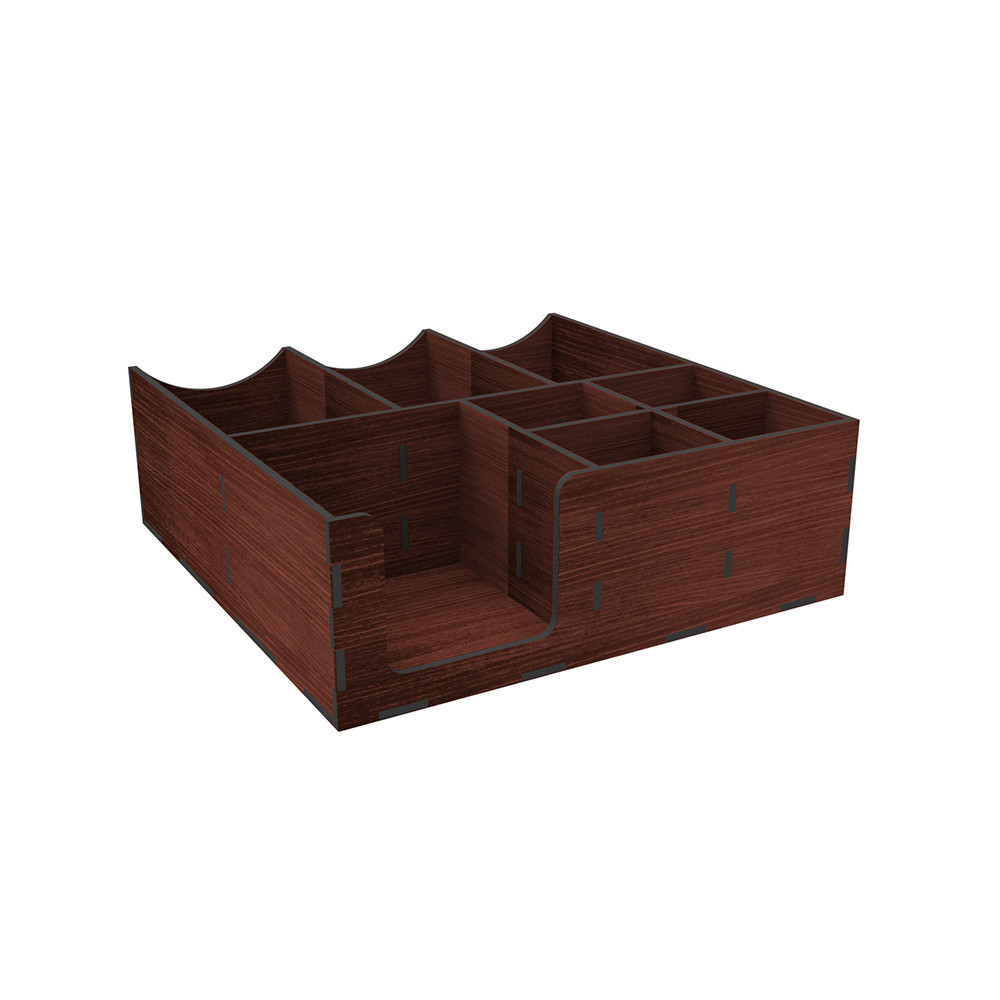 Органайзер EKOSTAR дерев'яний червоно-коричневий з отворами для кришок 30х30 Київ - фото 2