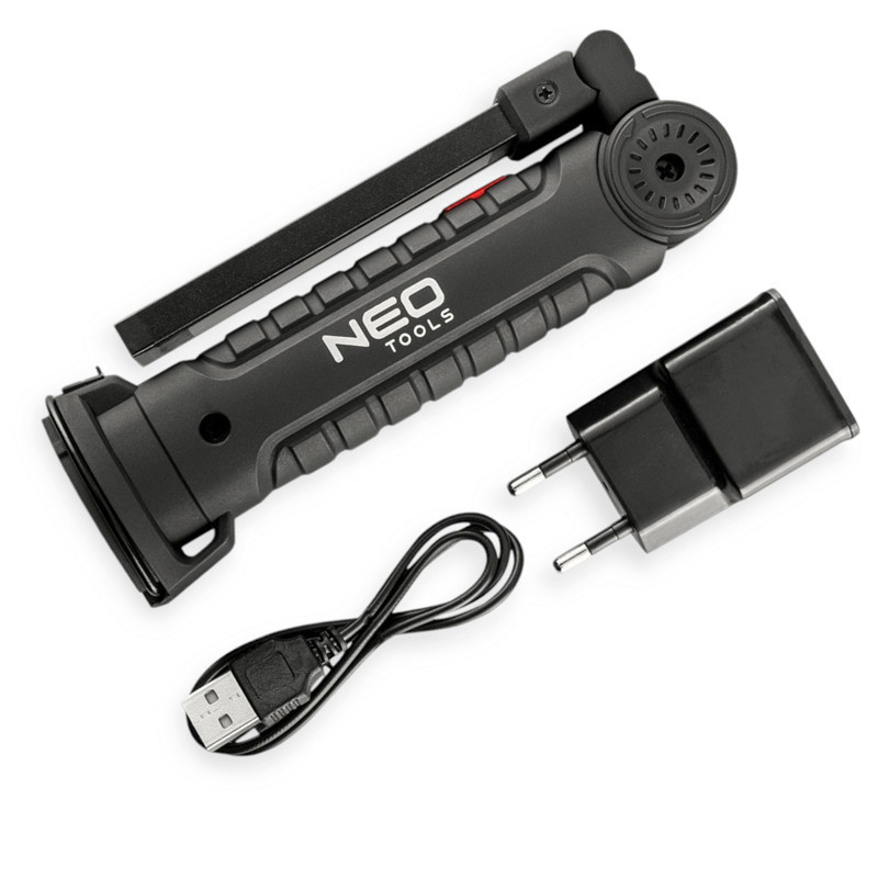 Ліхтар багатофункціональний 1 cob 3w + cob, акб 1200 мач, магніт, зачіп, usb складаний Neo Tools інспекційний Мукачево - фото 1