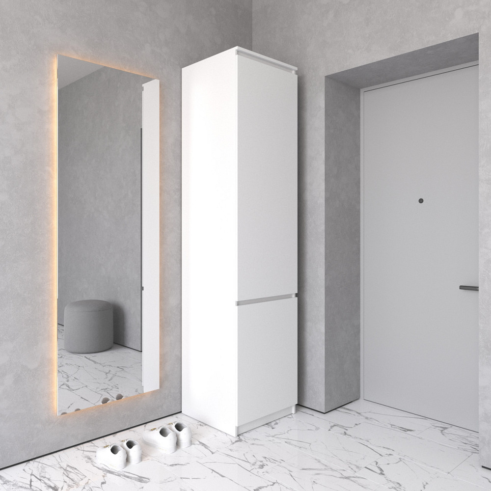 Шкаф пенал VAYS R-21 Белый, с полками и штангой, без ручек, ЛДСП, 50×50×211 см - для одежды и обуви, в прихожую Львов - изображение 1