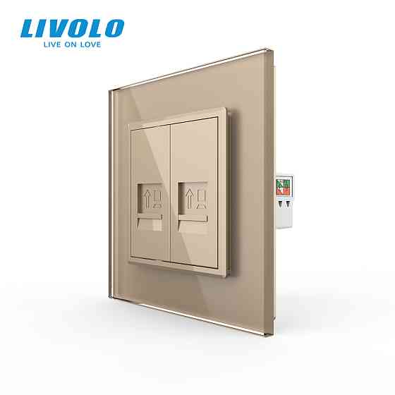 LIVOLO Розетка комп'ютерна подвійна RJ-45 Livolo золото скло (VL-C792C-13) Коломия