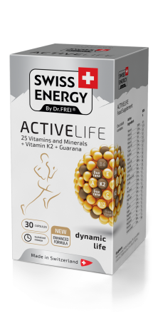 Вітаміни та мінерали з гуараною Swiss Energy ACTIVELIFE 25 Vitamins and Minerals+Vitamin K2+Guarana 30 капс Київ