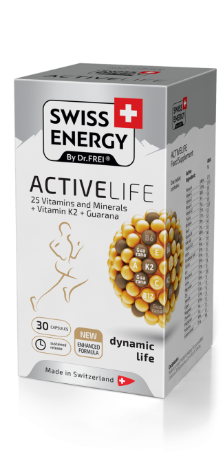 Вітаміни та мінерали з гуараною Swiss Energy ACTIVELIFE 25 Vitamins and Minerals+Vitamin K2+Guarana 30 капс Київ - фото 2