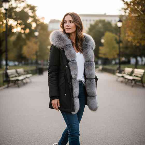 Парка жіноча з хутром блюфрост Чорний р52 75см Харків