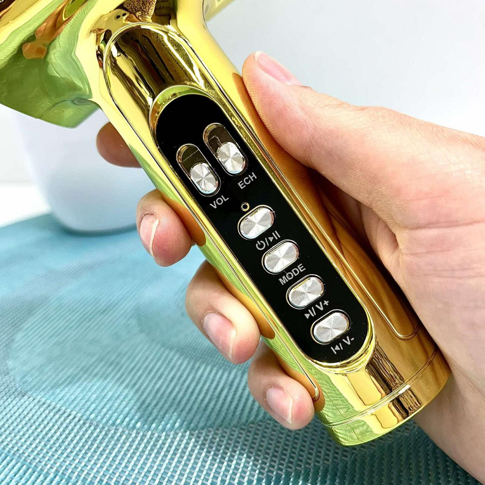 Мікрофон бездротової караоке bluetooth USB акумулятор TF слот 25см Золотистий (L20) Чернигов - изображение 5