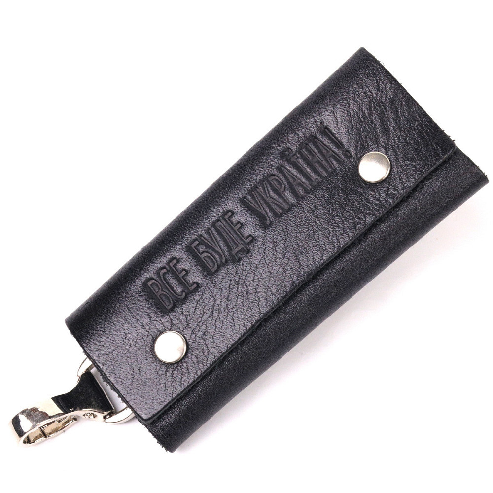 Удобная ключница в глянцевой коже Украина GRANDE PELLE 16719 Черная Киев - изображение 1
