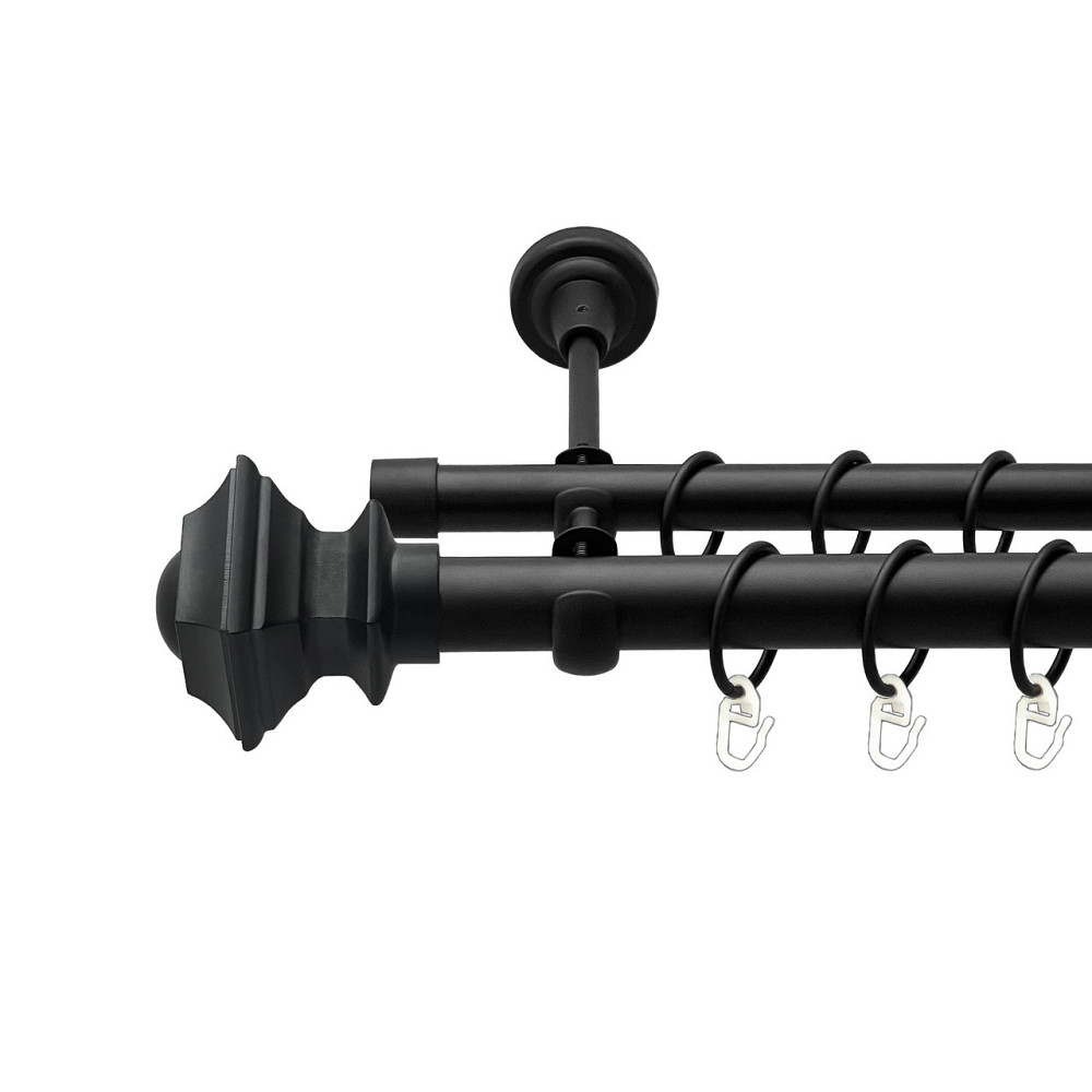 Карниз Orvit Борджеза металевий дворядний відкритий гладка труба кільце металеве Чорний Оксамит 25\19 мм 240 см (00-00024542) Львів - фото 1