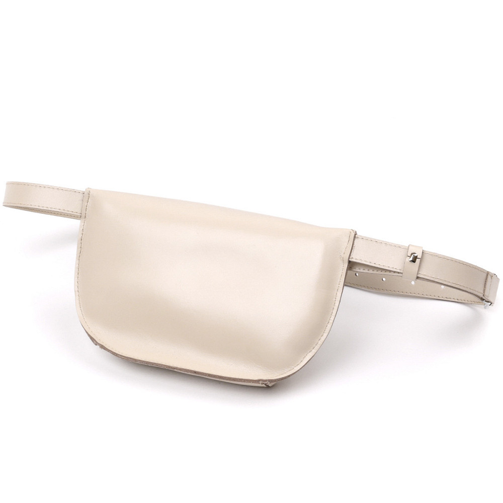 Стильна жіноча бананка із натуральної шкіри Shvigel 16391 Бежевий Київ - фото 2