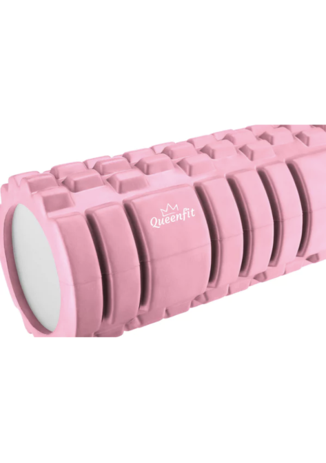 Масажний ролик Queenfit для йоги та фітнесу EVA 33*14см рожевий Київ - фото 3