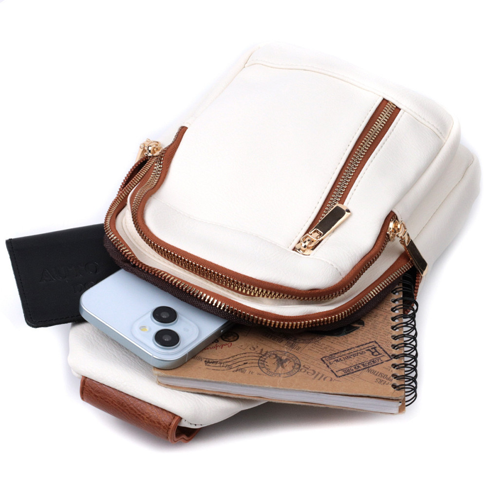 Топовая слинг сумка для женщин из экокожи Vintage 22746 Белый Киев - изображение 8