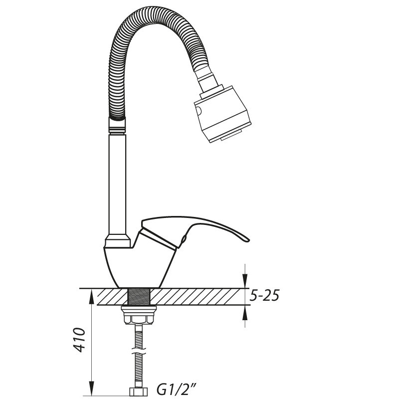 Змішувач для кухні (на мийку) Zerix YUB гнучкий рефлекторний гусак, що гнеться, великий аератор гайка Чернівці - фото 2