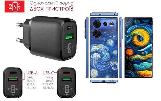 Мережевий зарядний пристрій для ZTE Nubia Z17 mini, Nubia Z17 Mini S, 20W 3A, Quick Charge 3.0 Київ