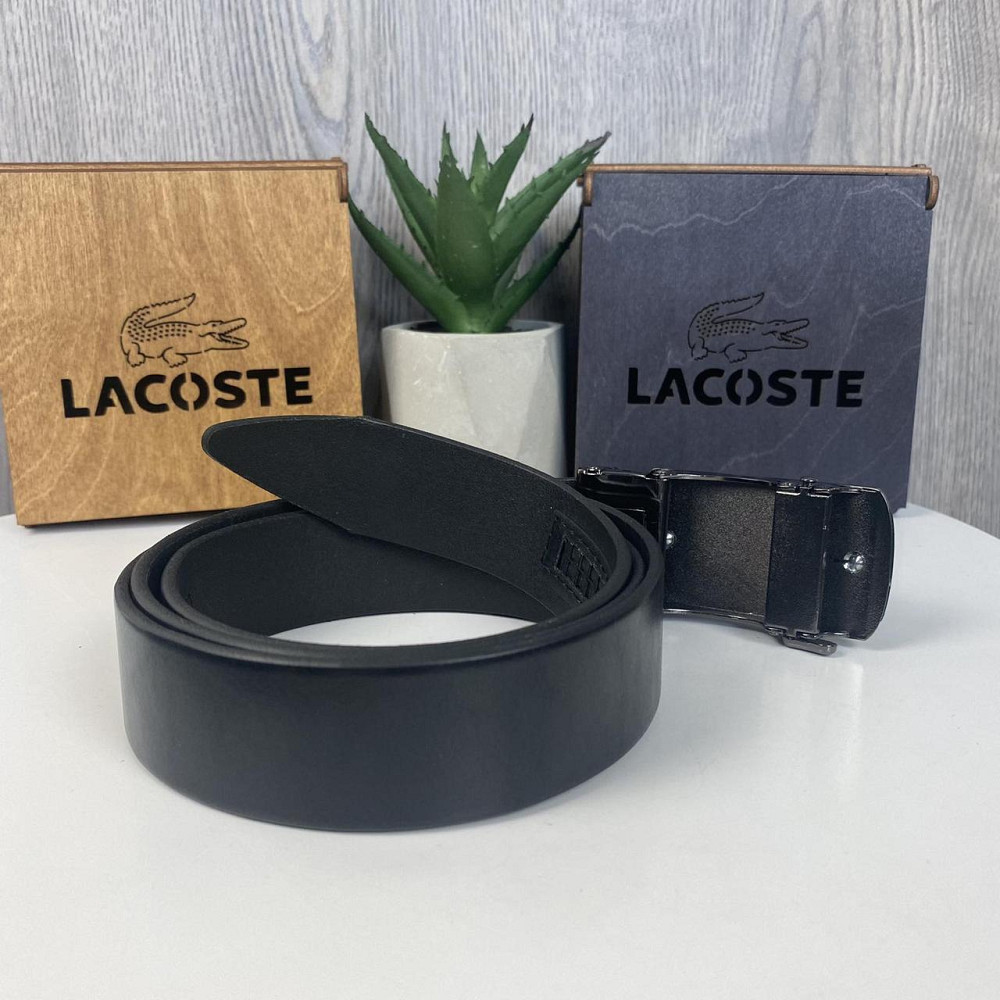 Чоловічий шкіряний ремінь автомат стиль Лакоста крокодила, пояс Lacoste натуральна шкіра Харків - фото 3