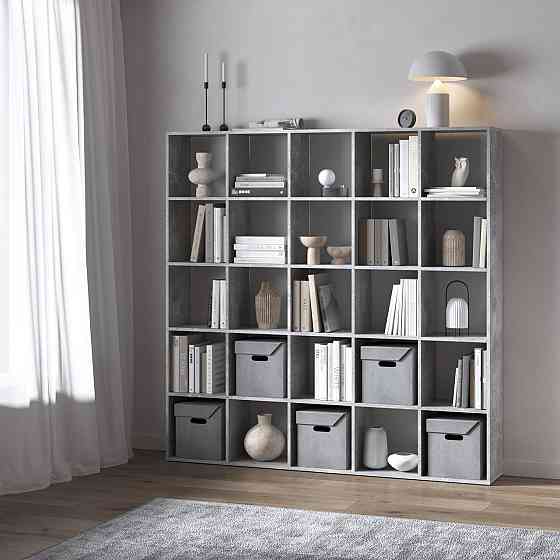 Стеллаж VAYS M-4 Бетон, книжная полка с 25 ячейками, ЛДСП, 178×29×178 см – для дома, офиса, детской или гостиной Львов