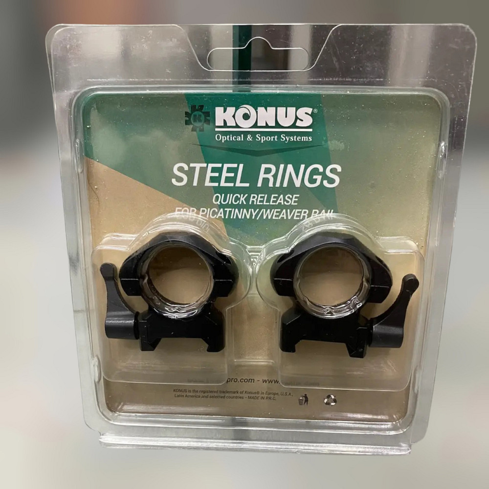 Крепление для прицела KONUS STEEL-QR – быстросъемные кольца 25.4 мм, средние, на планку Пикатинни/Вивера Solmir Киев - изображение 1