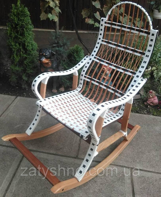 Кресло качалка плетеная белая складная Киев - изображение 2
