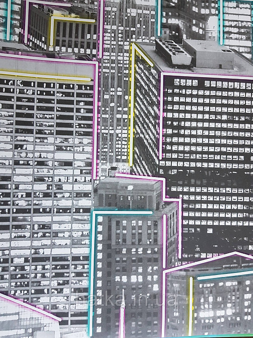 Обои флизелиновые Decoprint Good Vibes 0.53х10 молодежные небоскребы дома город черно серые светятся в темноте Киев - изображение 2