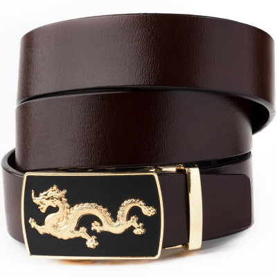 Ремень Vintage Мужской золотой дракон Коричневый (20259) Винница - изображение 1