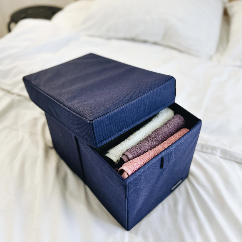 Плотный органайзер для хранения вещей с крышкой 30x19x19 см M HY-M-KR (Синий) Сумы - изображение 3