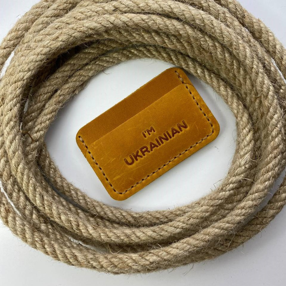 Картхолдер Рудий із тисненням UA шкіряний, стильний органайзер чохол зі шкіри для 4 банківських картокMasterSem Київ - фото 2