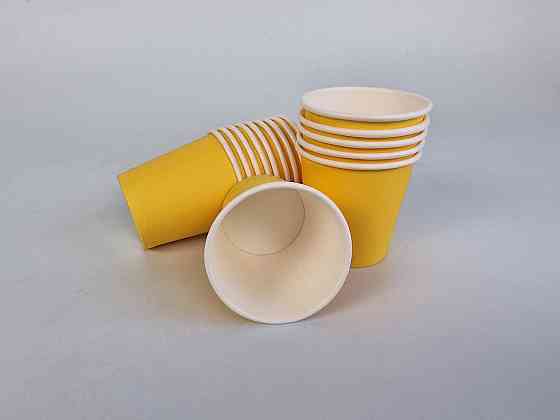 Паперові одноразові склянки 110 мл "ЖЕЛТО/БІЛИЙ" (50 шт.) Харків